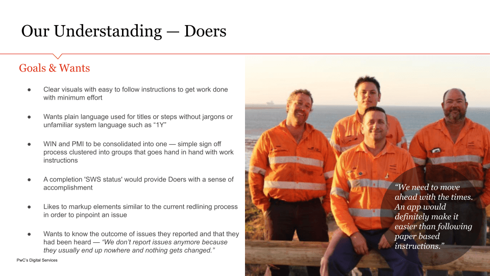 Findings slide: what Doers need