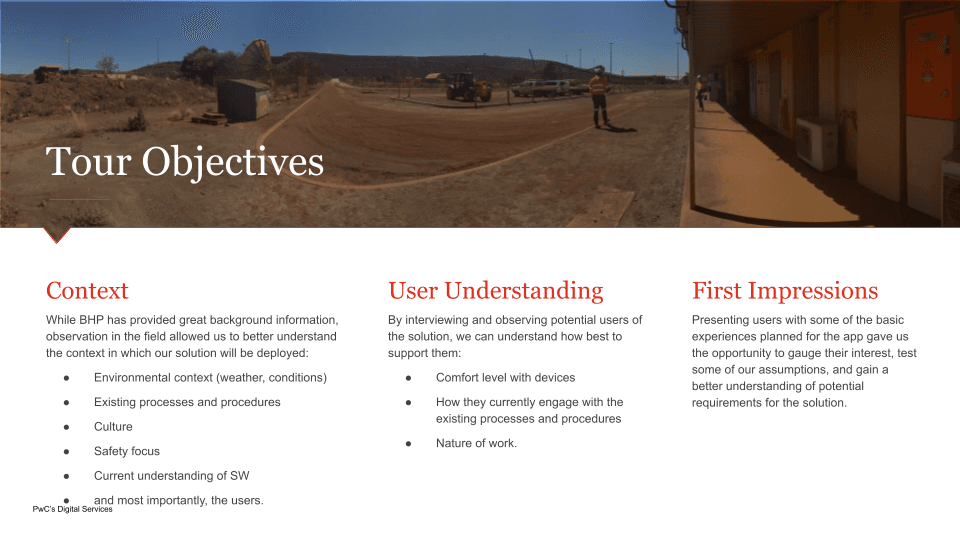 Site tour objectives slide
