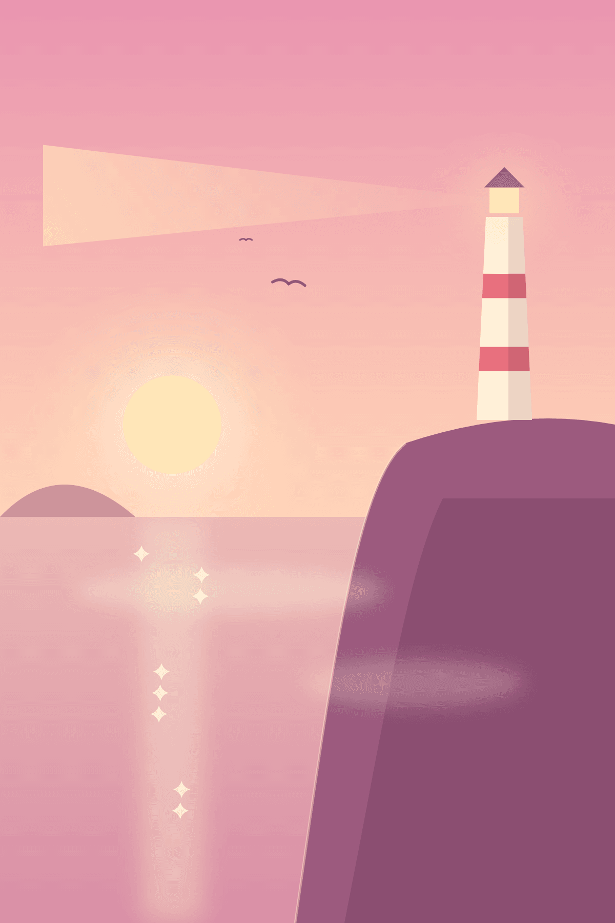 Mindfulness card: a lighthouse on cliffs