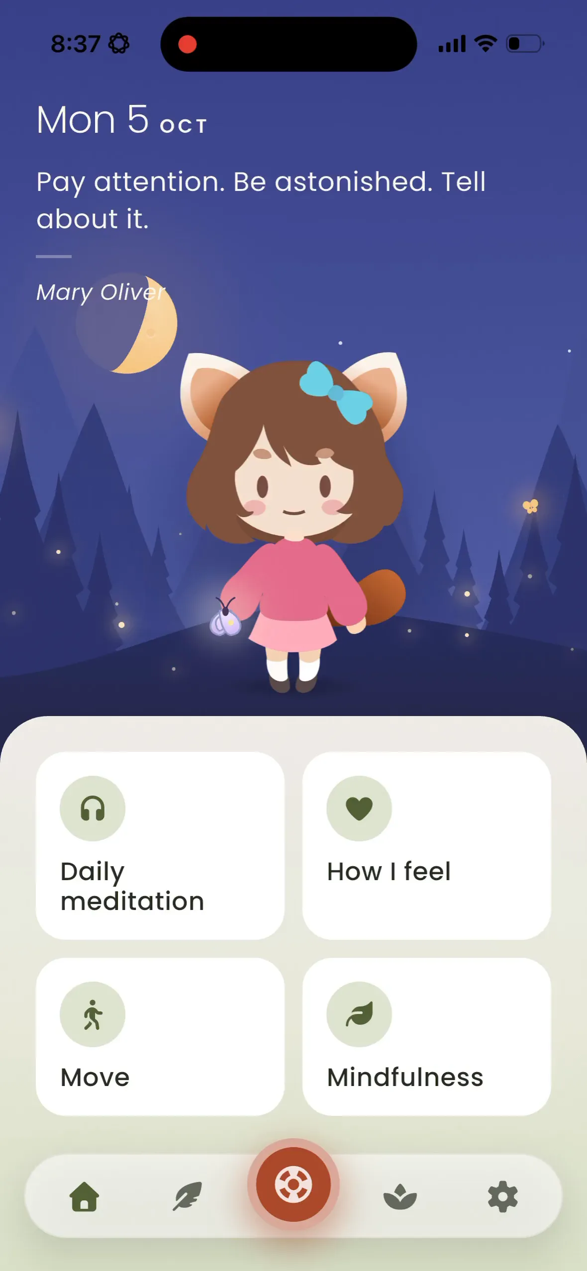 Michi: The "smoke alarm" anxiety lesson, a quiz with a wrong and a right answer, the rainbow finish.